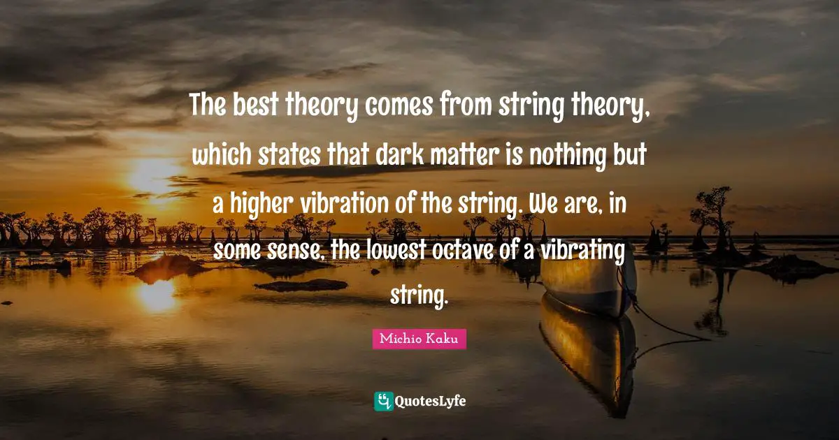 The best theory comes from string theory, which states that dark matter is nothing but a higher vibration of the string. We are, in some sense, the lowest octave of a vibrating string.