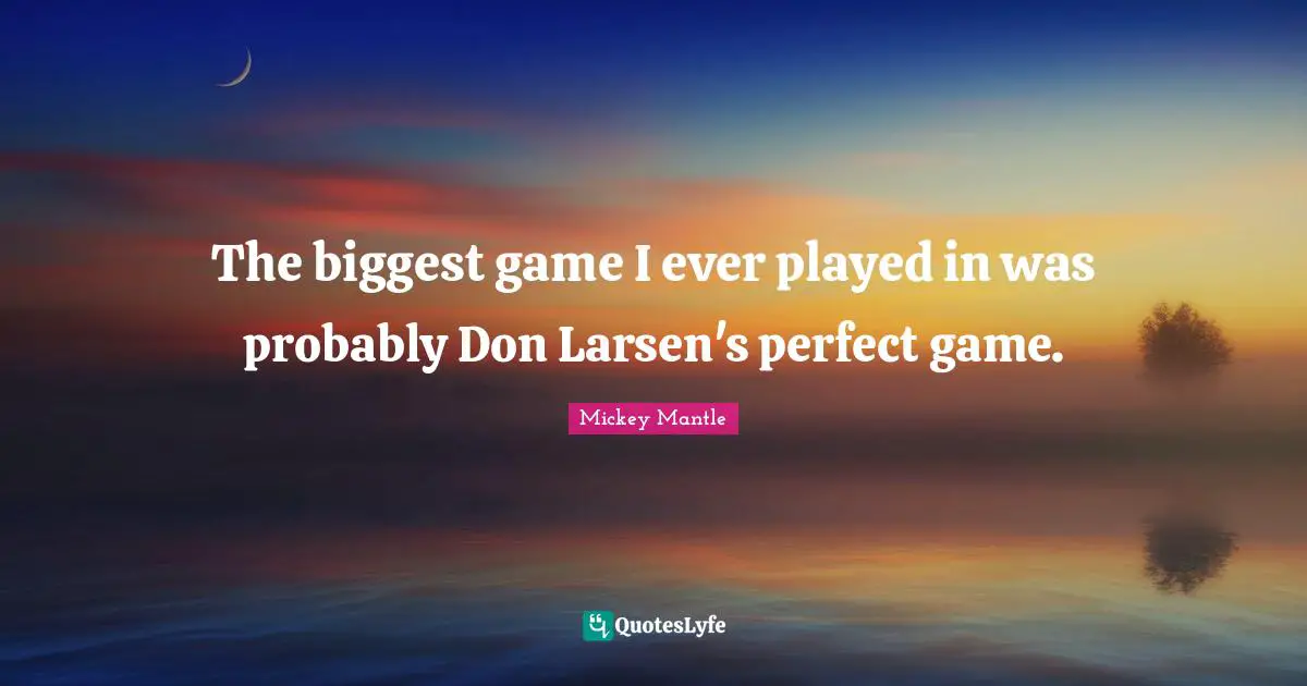 The biggest game I ever played in was probably Don Larsen's perfect game.