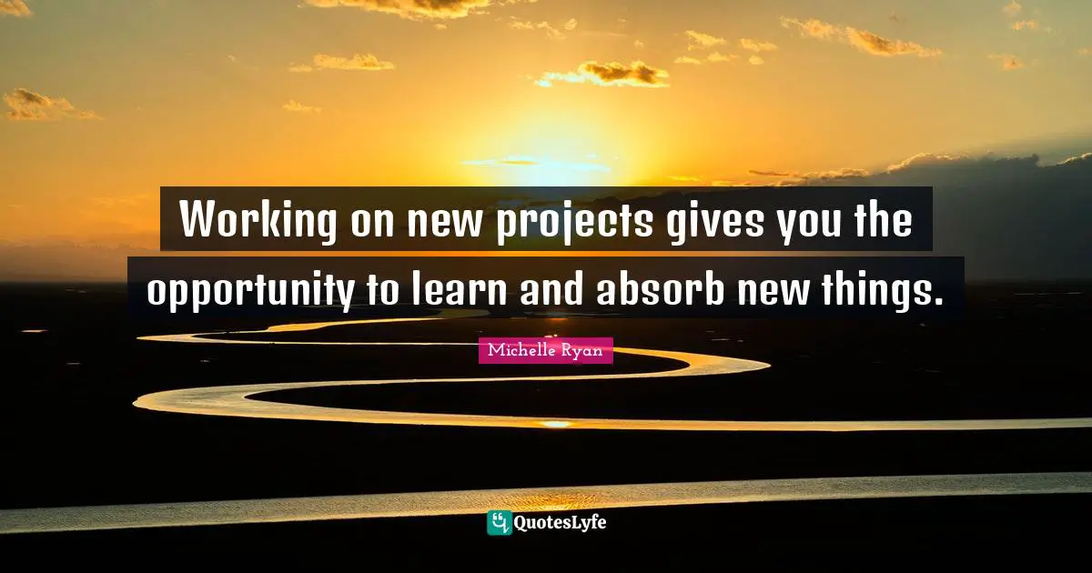 Michelle Ryan Quotes: "Working on new projects gives you the opportunity to learn and absorb new things."