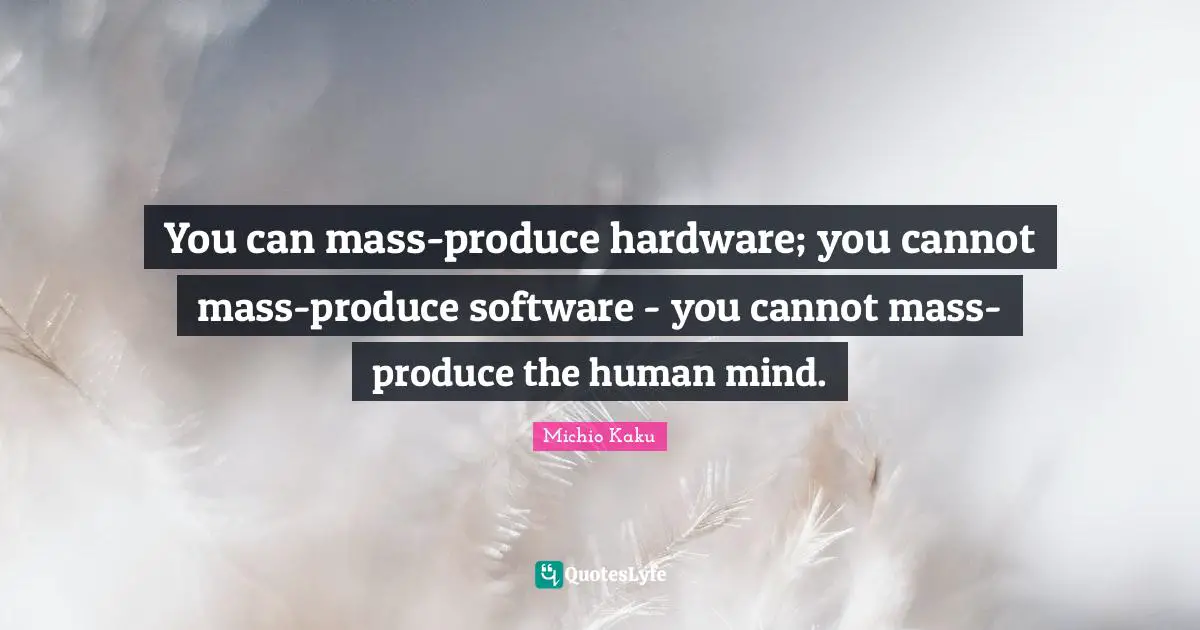 You can mass-produce hardware; you cannot mass-produce software - you cannot mass-produce the human mind.