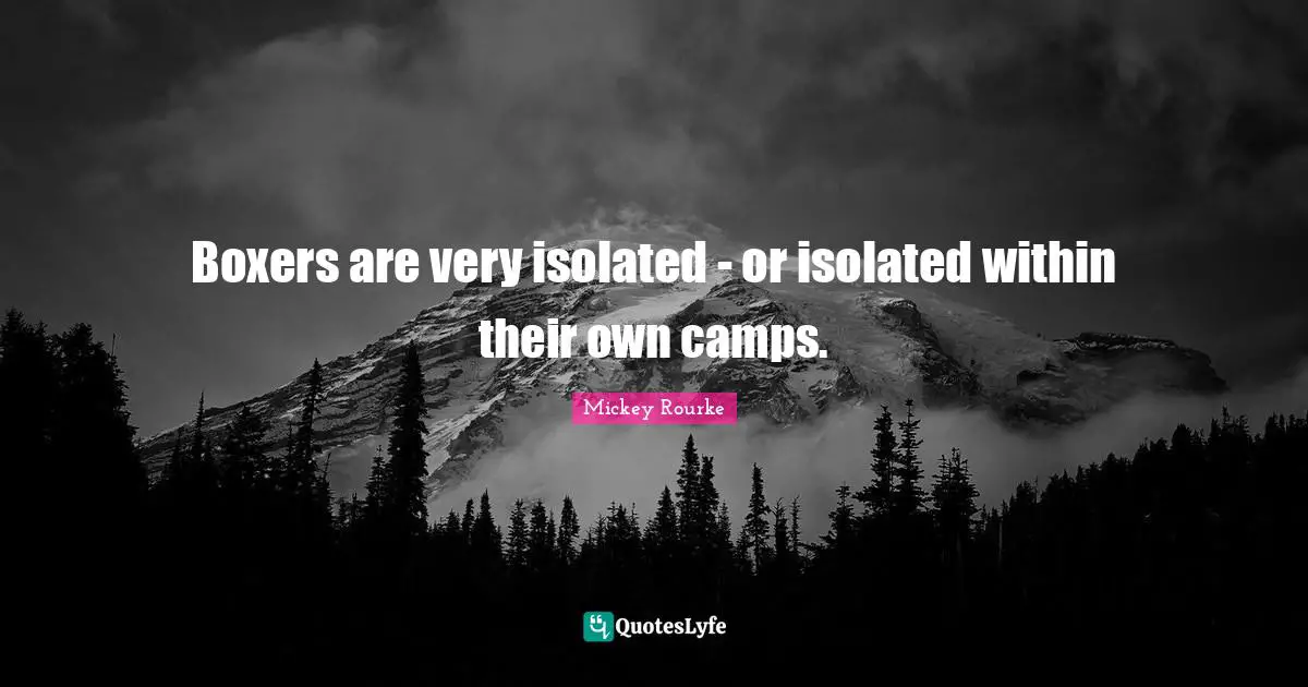 Boxers are very isolated - or isolated within their own camps.