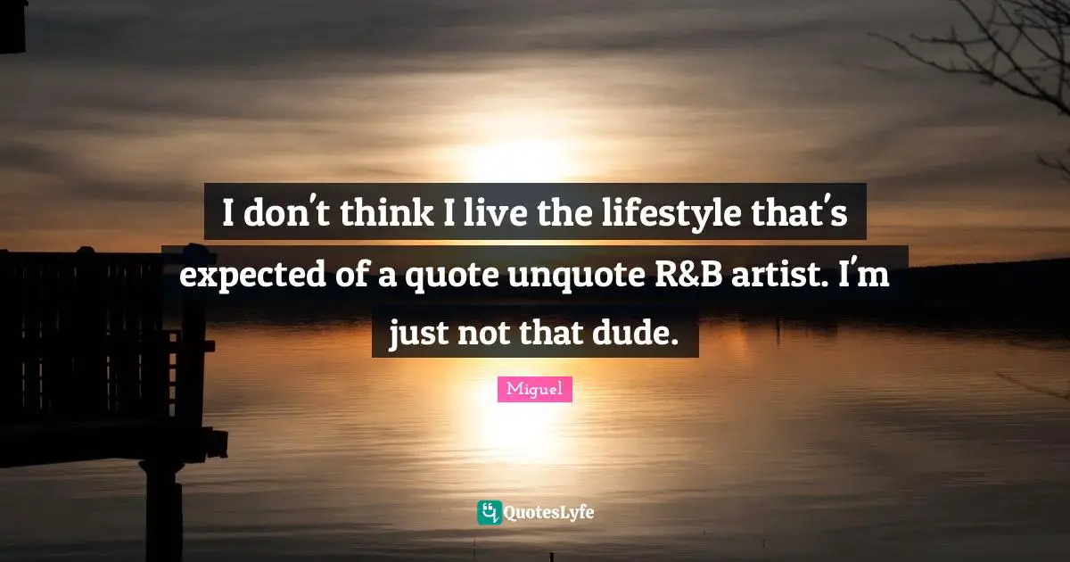 I don't think I live the lifestyle that's expected of a quote unquote R&B artist. I'm just not that dude.