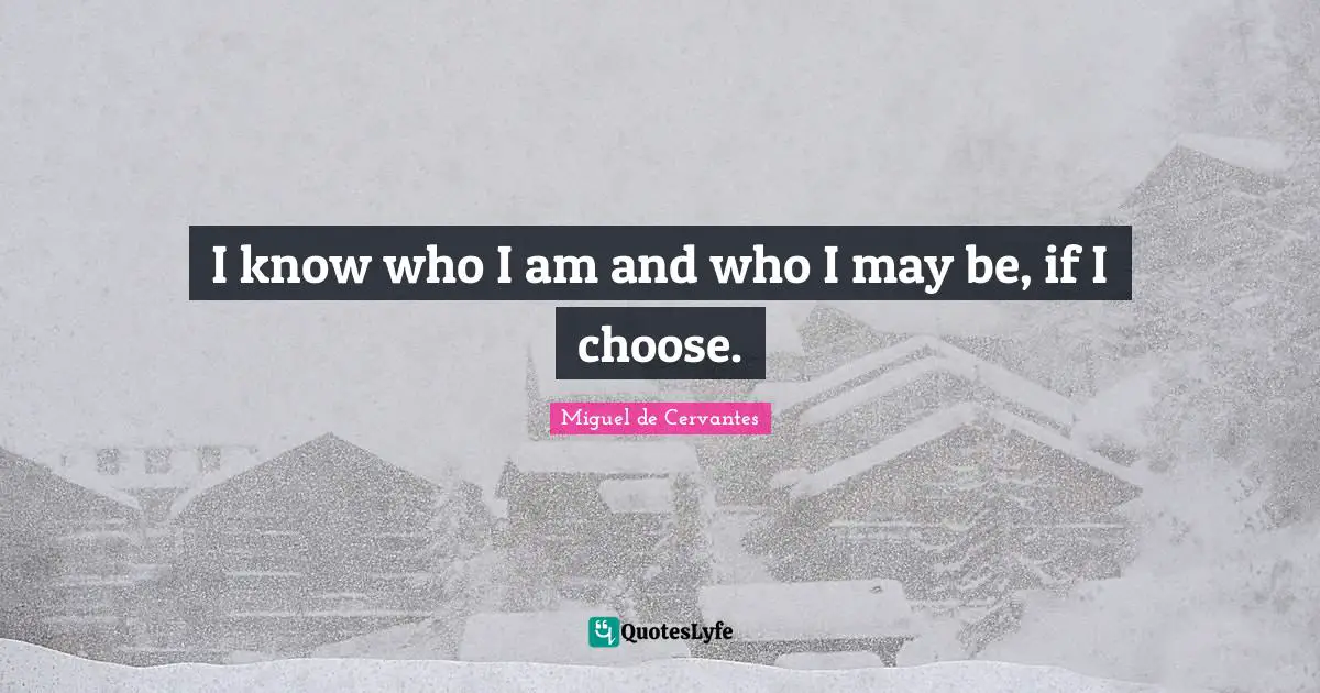Miguel De Cervantes Quotes: "I know who I am and who I may be, if I choose."