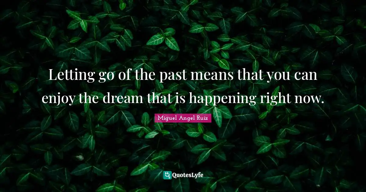 Letting go of the past means that you can enjoy the dream that is happening right now.