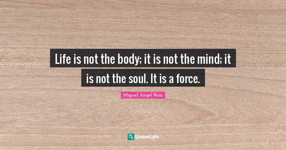 Life is not the body; it is not the mind; it is not the soul. It is a force.