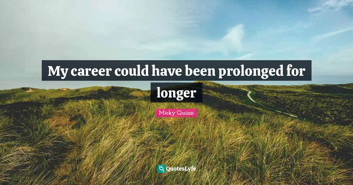 Micky Quinn Quotes: "My career could have been prolonged for longer"