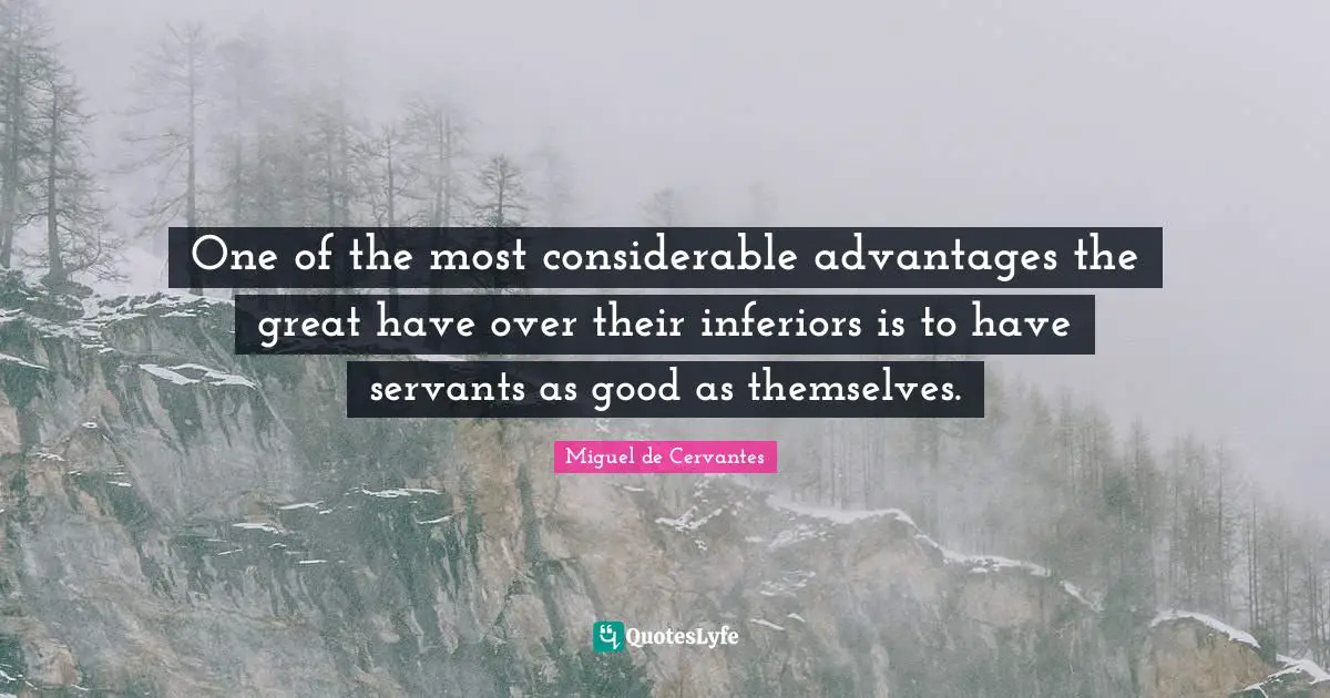 One of the most considerable advantages the great have over their inferiors is to have servants as good as themselves.