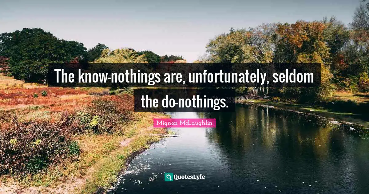 The know-nothings are, unfortunately, seldom the do-nothings.
