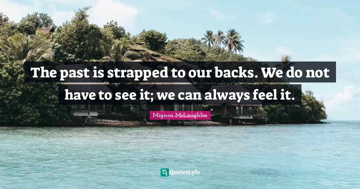 The past is strapped to our backs. We do not have to see it; we can always feel it.