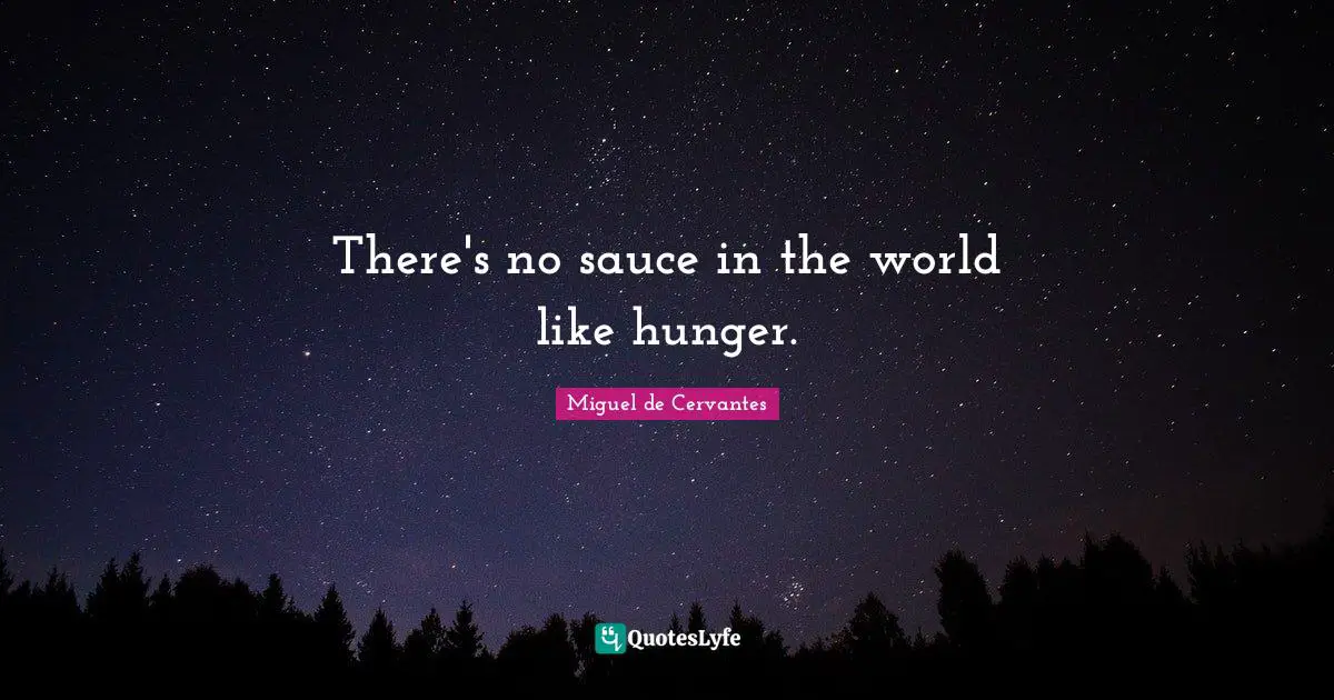 Sauce Quotes: "There's no sauce in the world like hunger."
