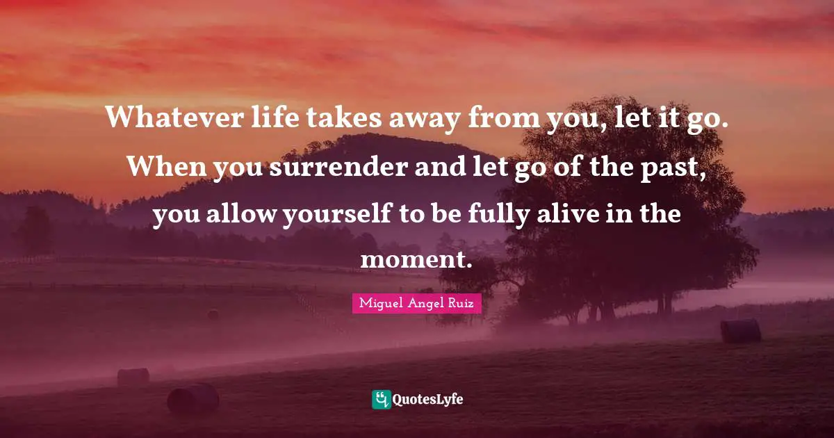 Whatever life takes away from you, let it go. When you surrender and let go of the past, you allow yourself to be fully alive in the moment.