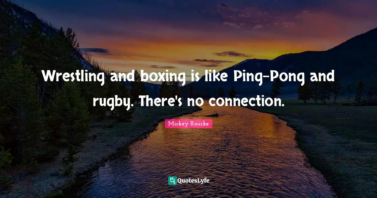Wrestling and boxing is like Ping-Pong and rugby. There's no connection.
