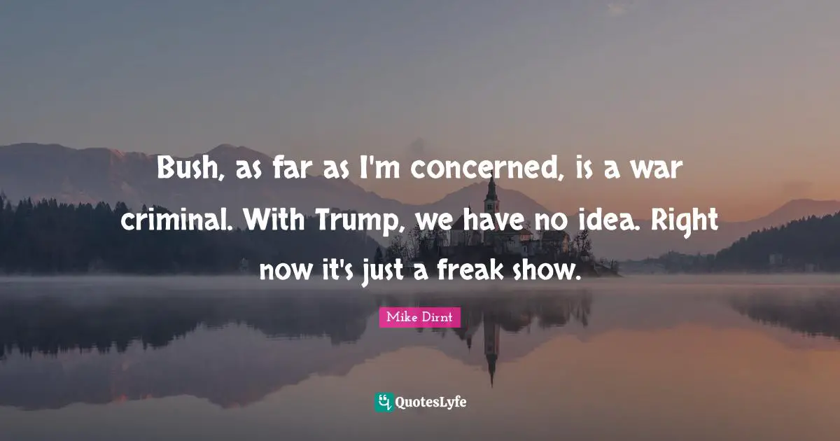 Bush, as far as I'm concerned, is a war criminal. With Trump, we have no idea. Right now it's just a freak show.