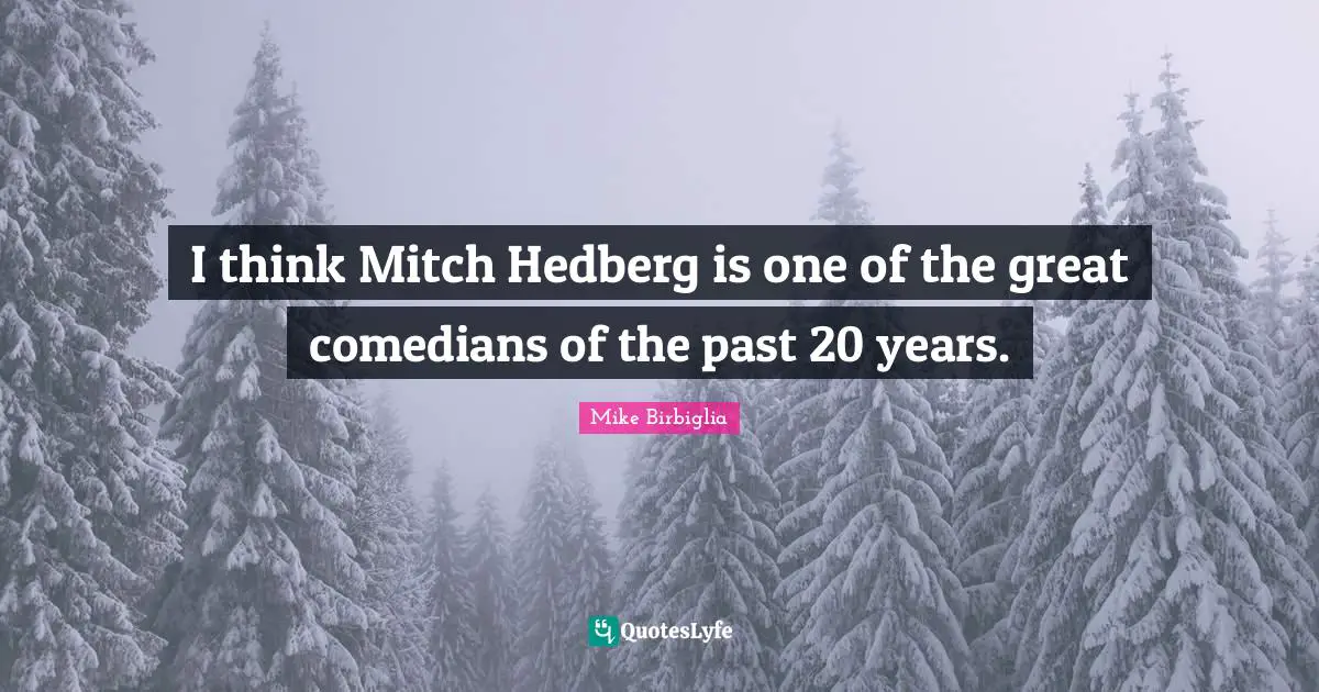 I think Mitch Hedberg is one of the great comedians of the past 20 years.