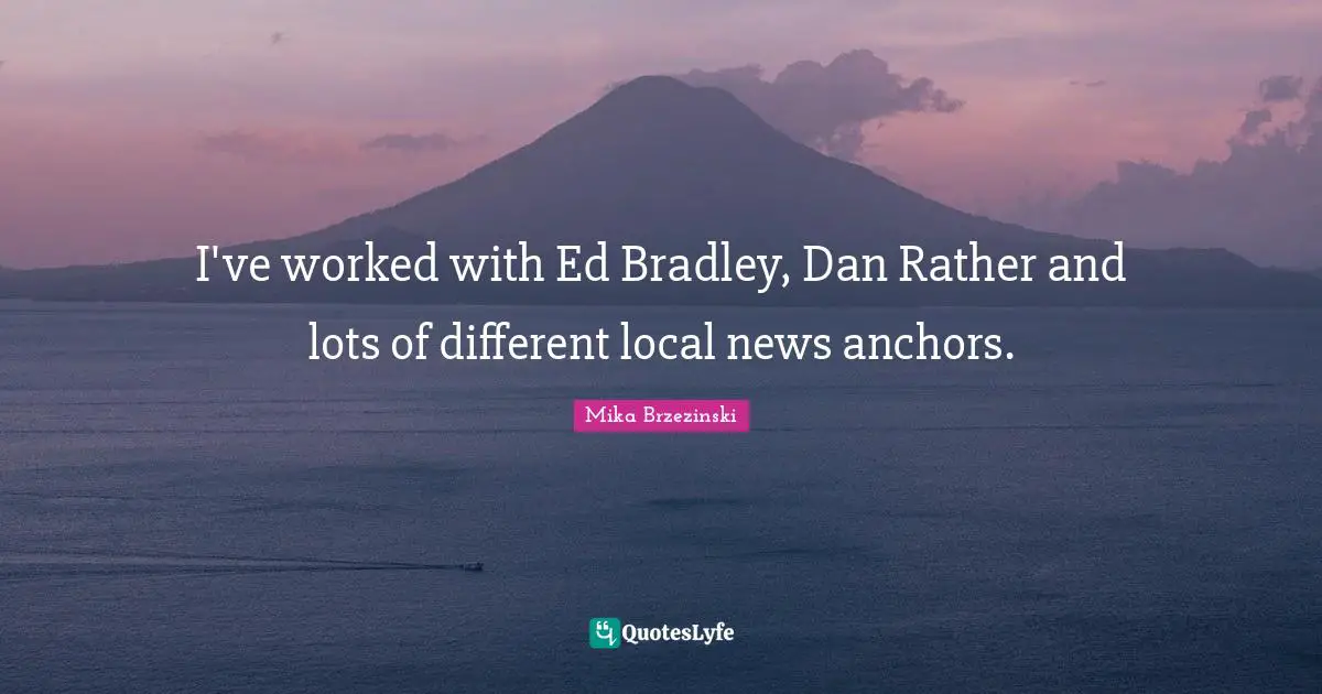 I've worked with Ed Bradley, Dan Rather and lots of different local news anchors.