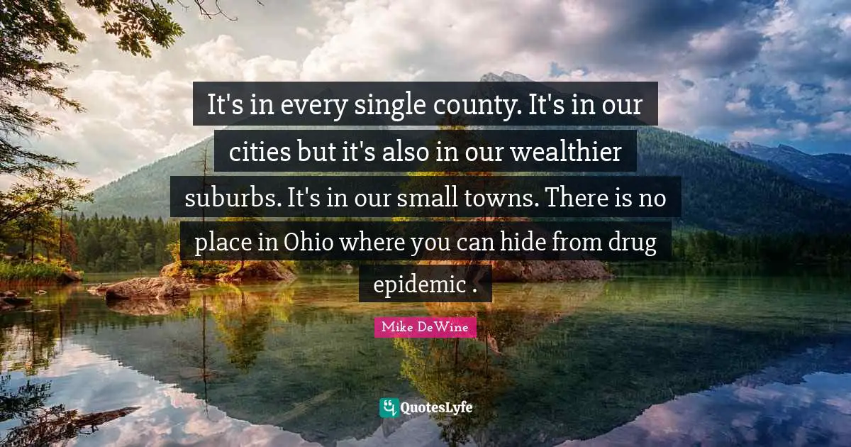 It's in every single county. It's in our cities but it's also in our wealthier suburbs. It's in our small towns. There is no place in Ohio where you can hide from drug epidemic .