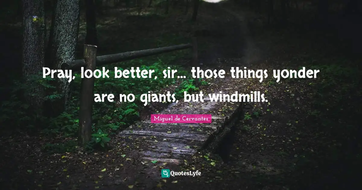 Literature Quotes: "Pray, look better, sir... those things yonder are no giants, but windmills."