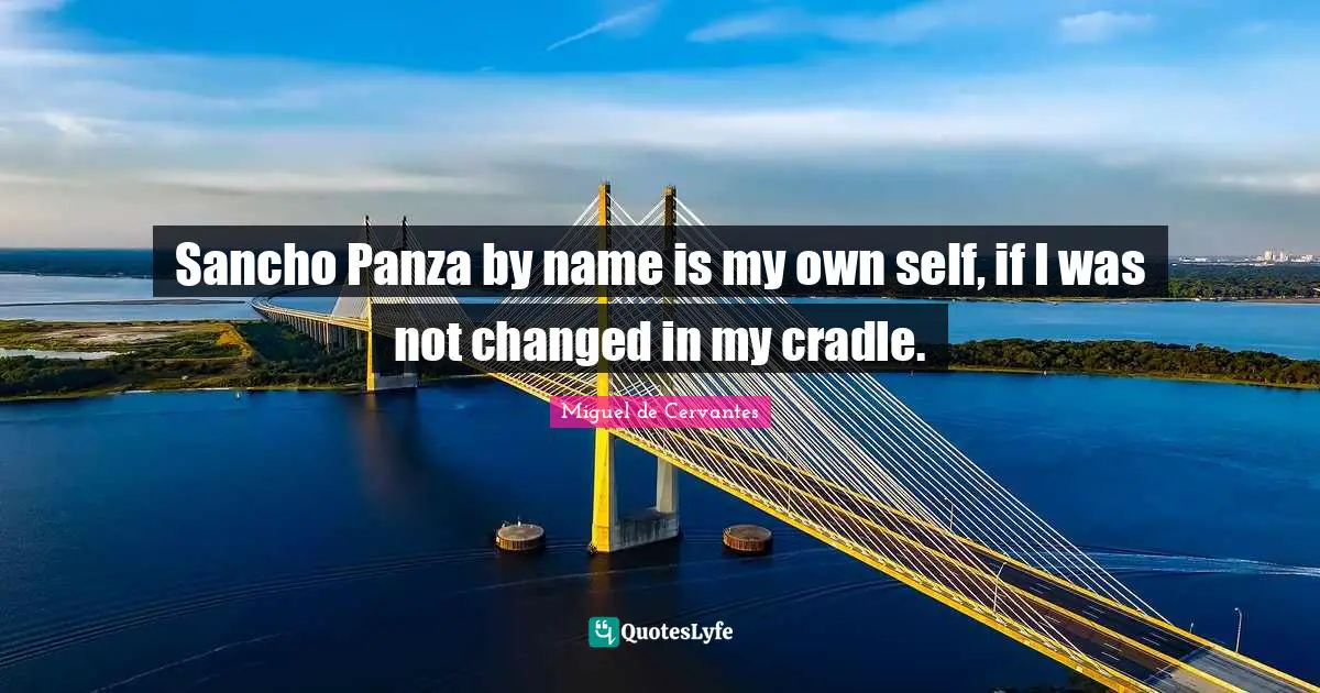 Own Self Quotes: "Sancho Panza by name is my own self, if I was not changed in my cradle."