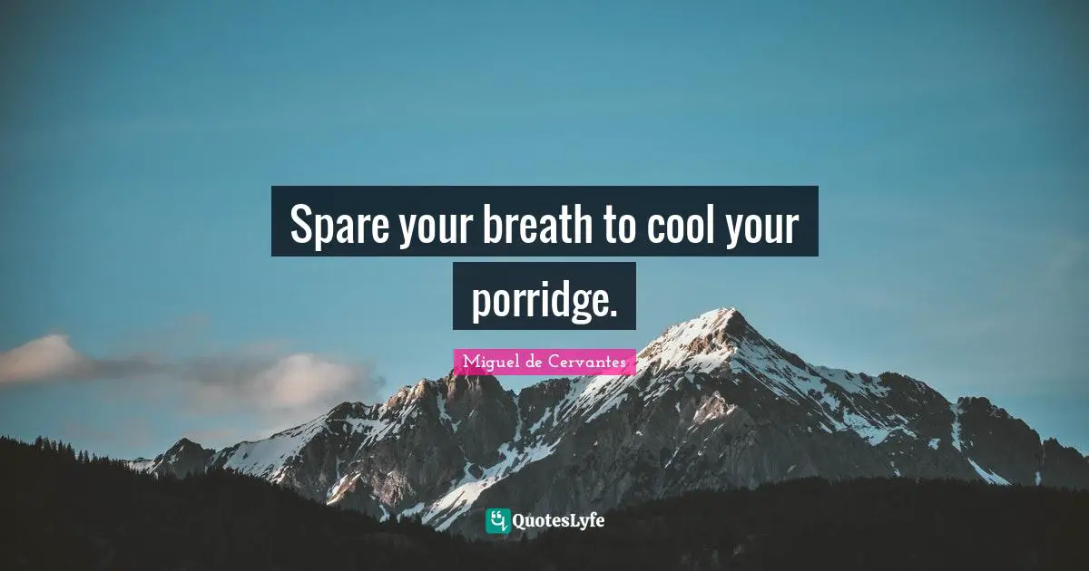 Miscellaneous Quotes: "Spare your breath to cool your porridge."
