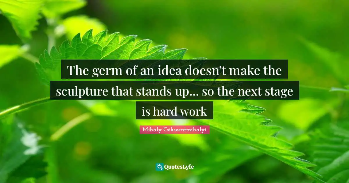 The germ of an idea doesn't make the sculpture that stands up... so the next stage is hard work