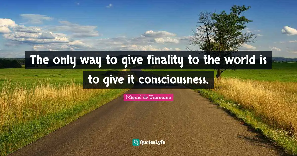 The only way to give finality to the world is to give it consciousness.