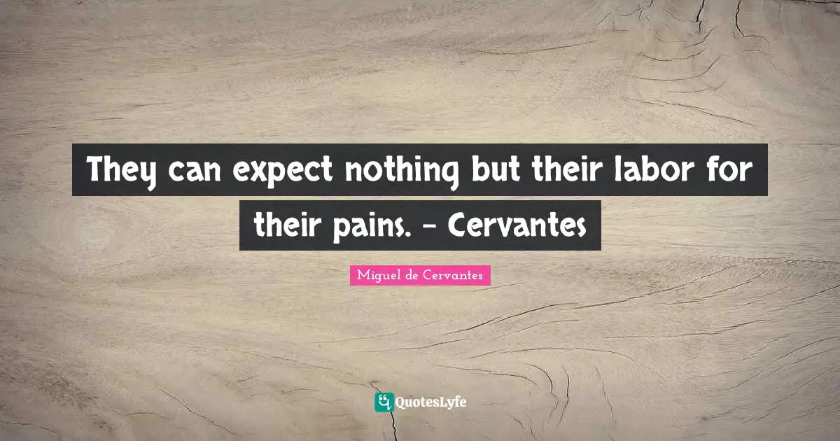 They can expect nothing but their labor for their pains. - Cervantes