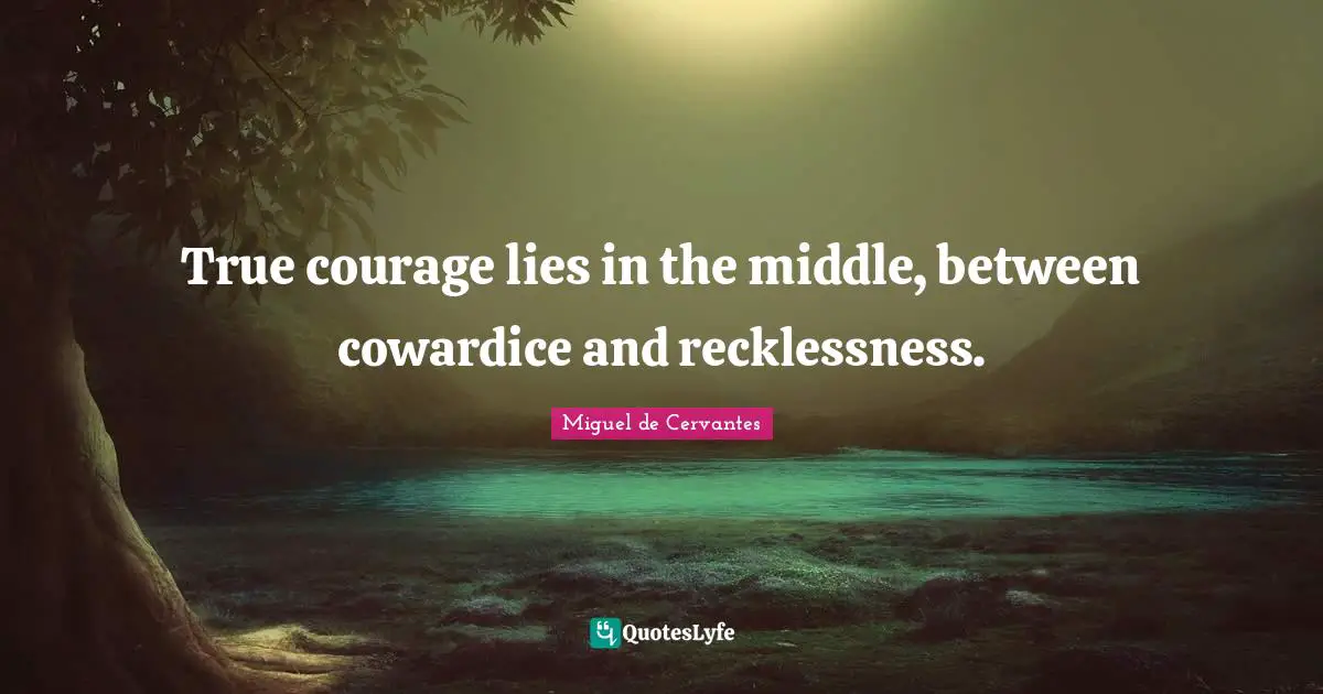 True courage lies in the middle, between cowardice and recklessness.