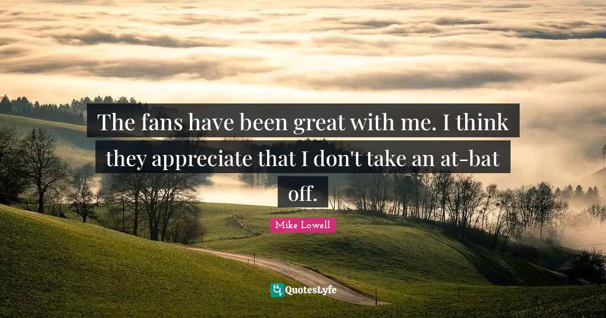 The fans have been great with me. I think they appreciate that I don't take an at-bat off.