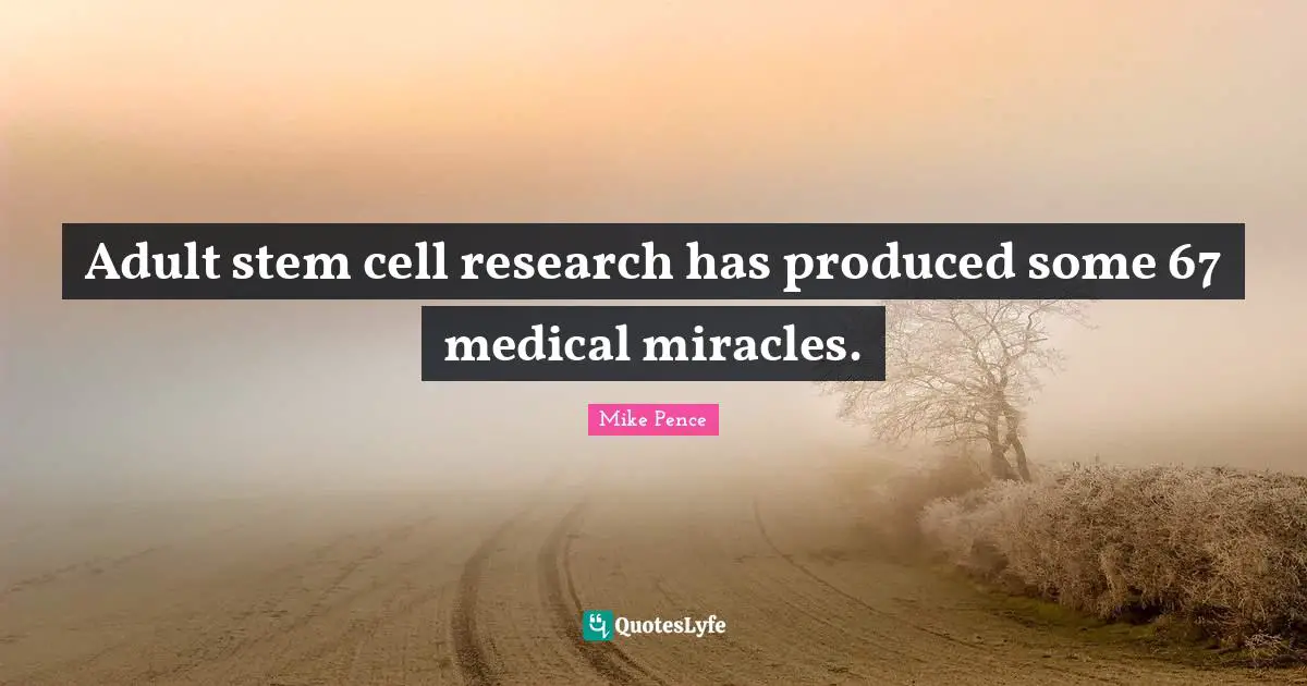 Adult stem cell research has produced some 67 medical miracles.