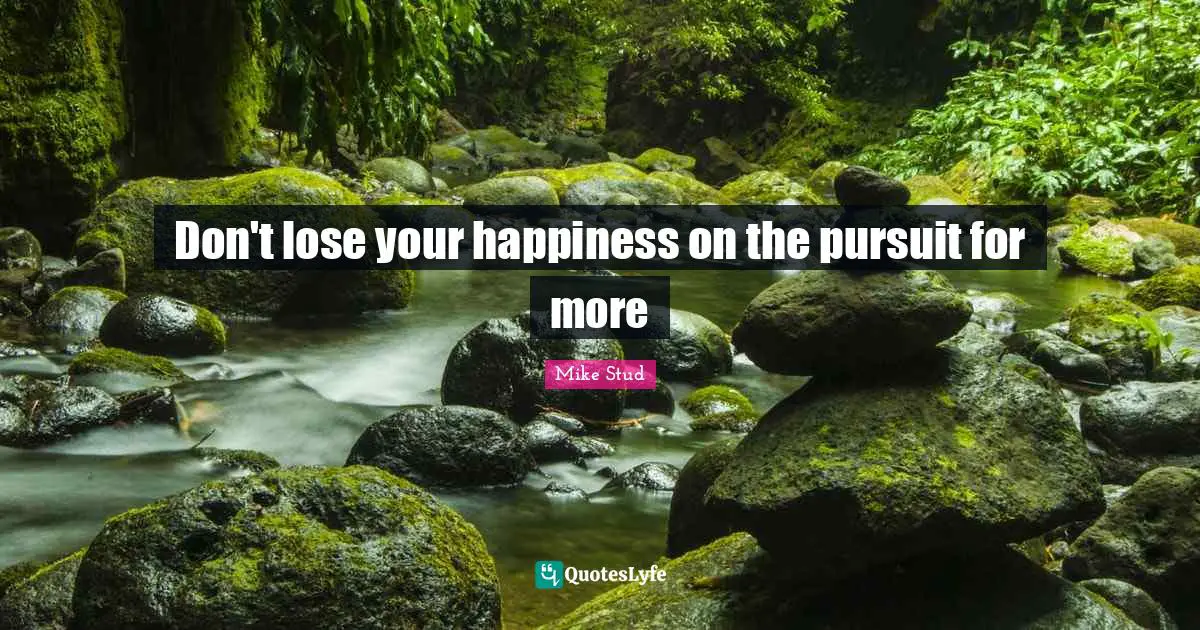 Don't lose your happiness on the pursuit for more