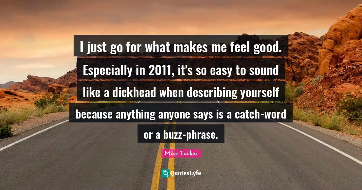 I just go for what makes me feel good. Especially in 2011, it's so easy to sound like a dickhead when describing yourself because anything anyone says is a catch-word or a buzz-phrase.