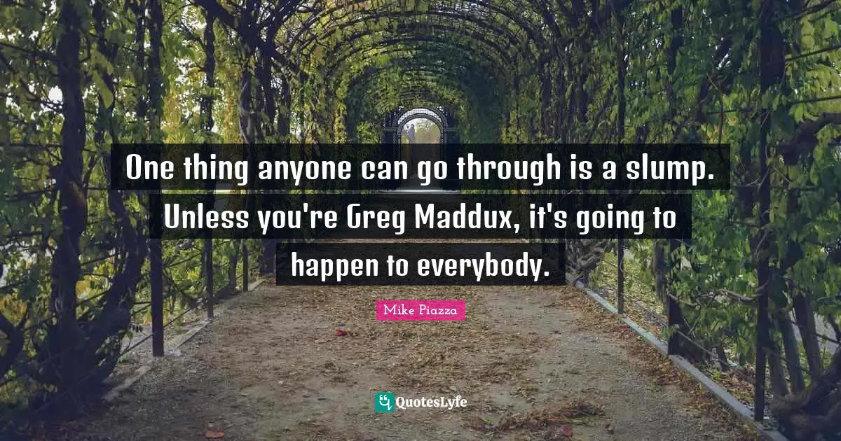 One thing anyone can go through is a slump. Unless you're Greg Maddux, it's going to happen to everybody.