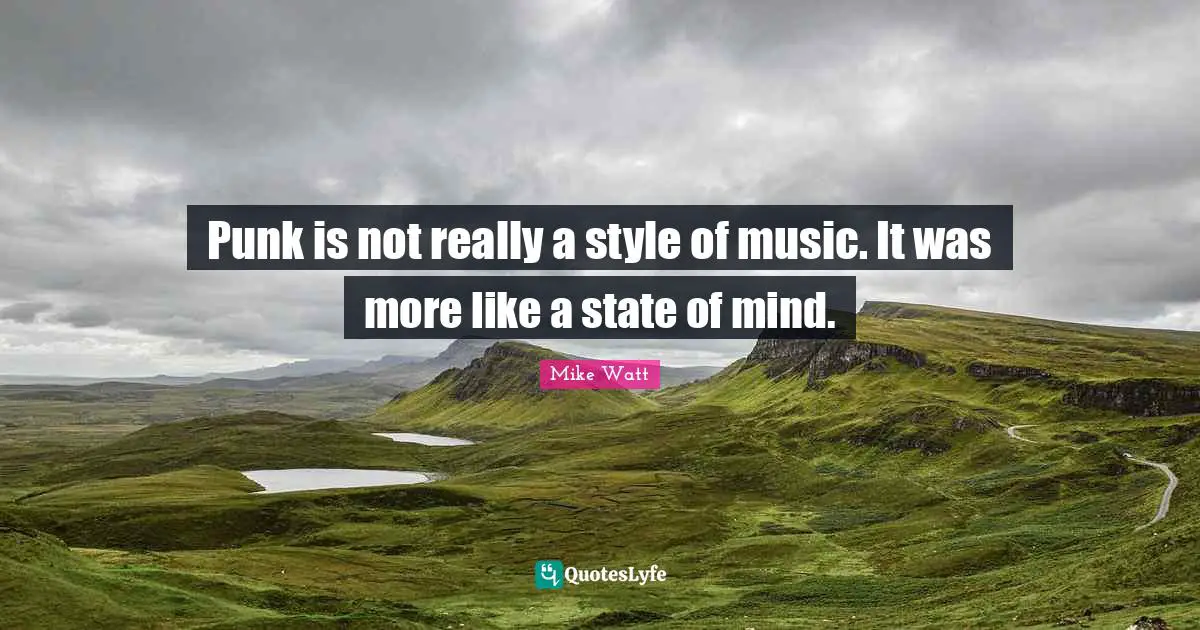 J. J. Watt Quotes: "Punk is not really a style of music. It was more like a state of mind."