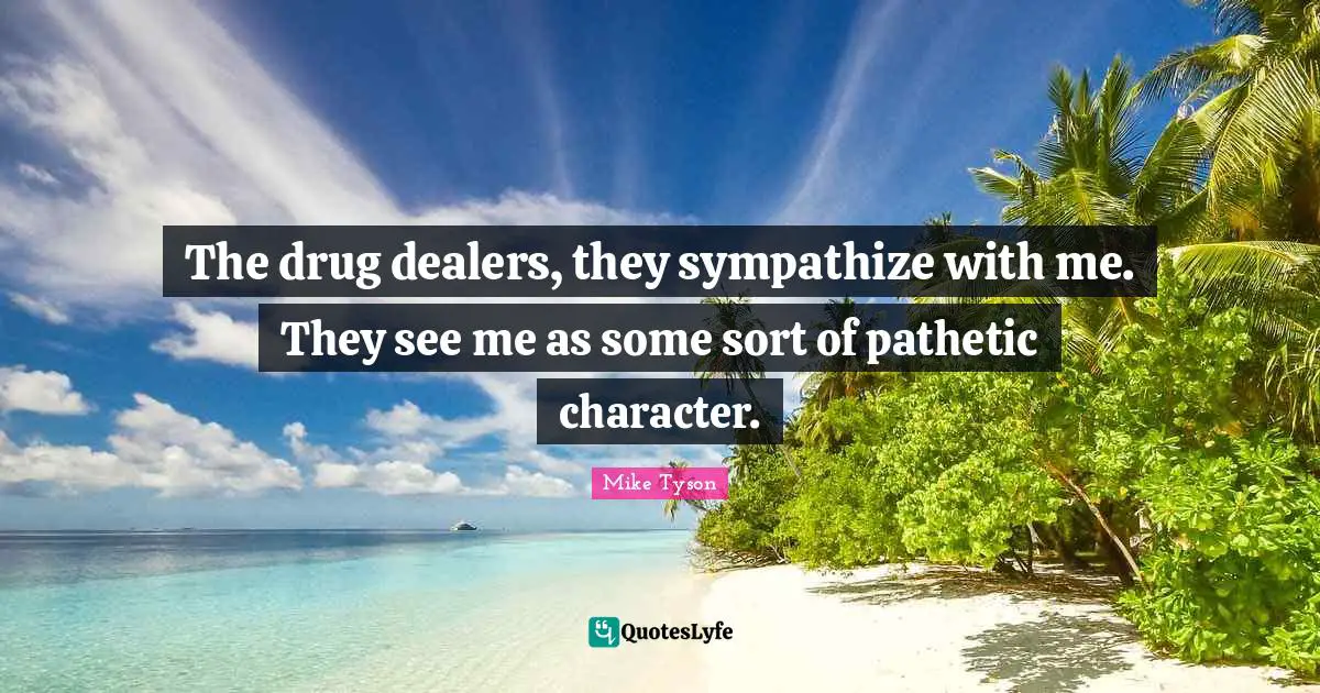 The drug dealers, they sympathize with me. They see me as some sort of pathetic character.