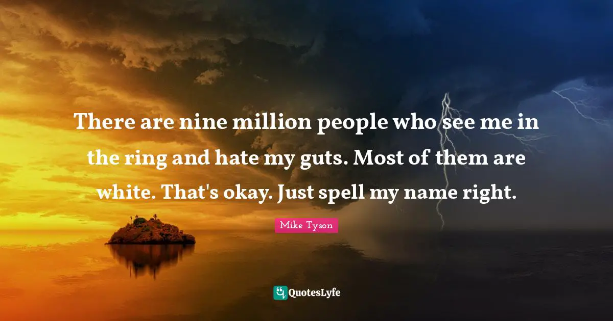 There are nine million people who see me in the ring and hate my guts. Most of them are white. That's okay. Just spell my name right.