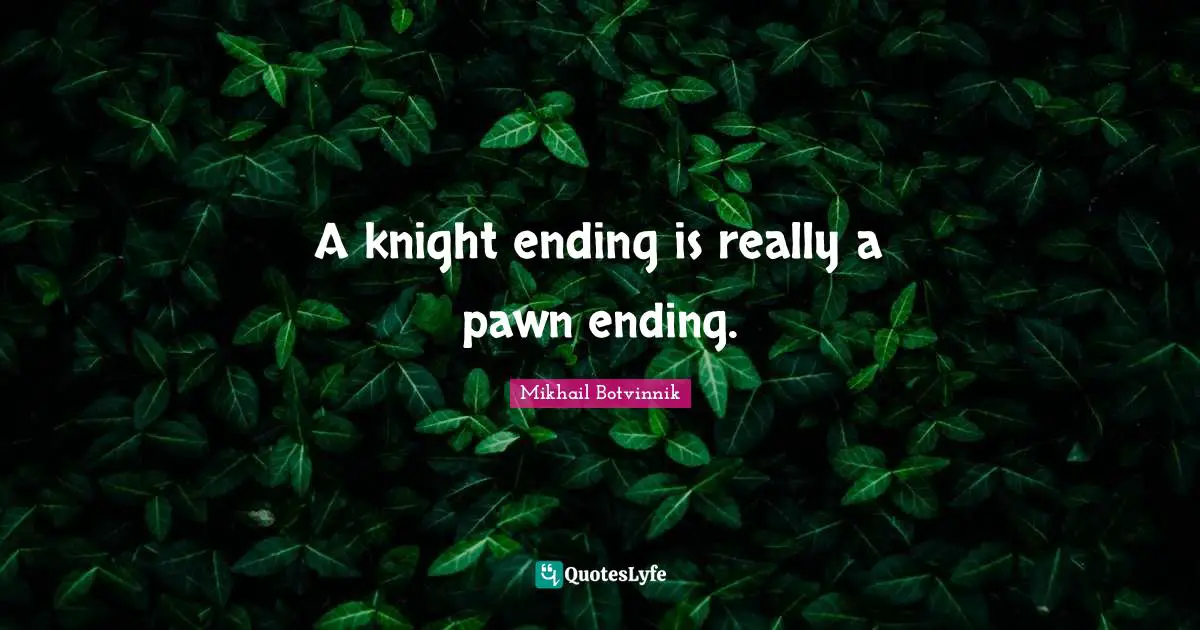 A knight ending is really a pawn ending.