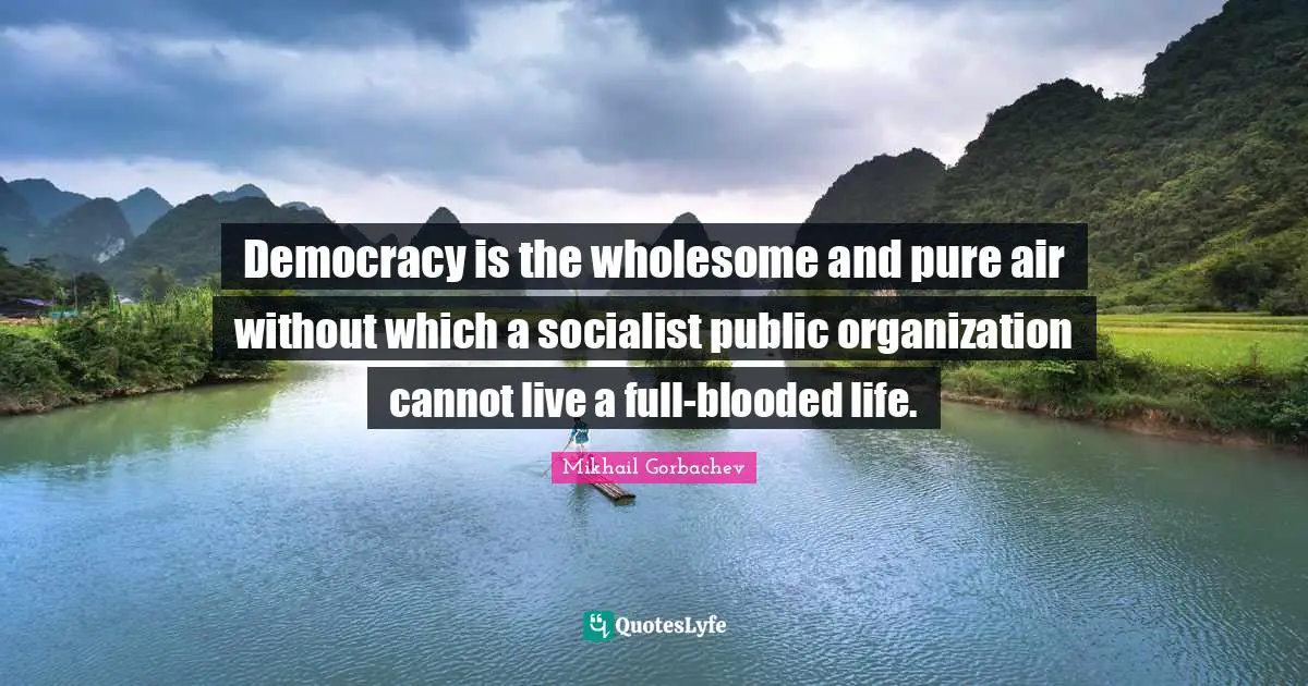 Democracy is the wholesome and pure air without which a socialist public organization cannot live a full-blooded life.