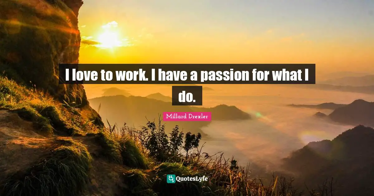 I love to work. I have a passion for what I do.