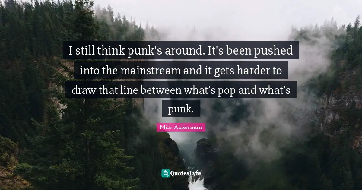 I still think punk's around. It's been pushed into the mainstream and it gets harder to draw that line between what's pop and what's punk.