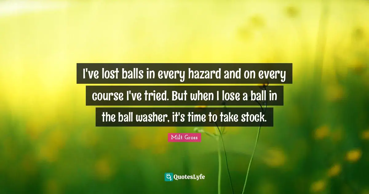 I've lost balls in every hazard and on every course I've tried. But when I lose a ball in the ball washer, it's time to take stock.