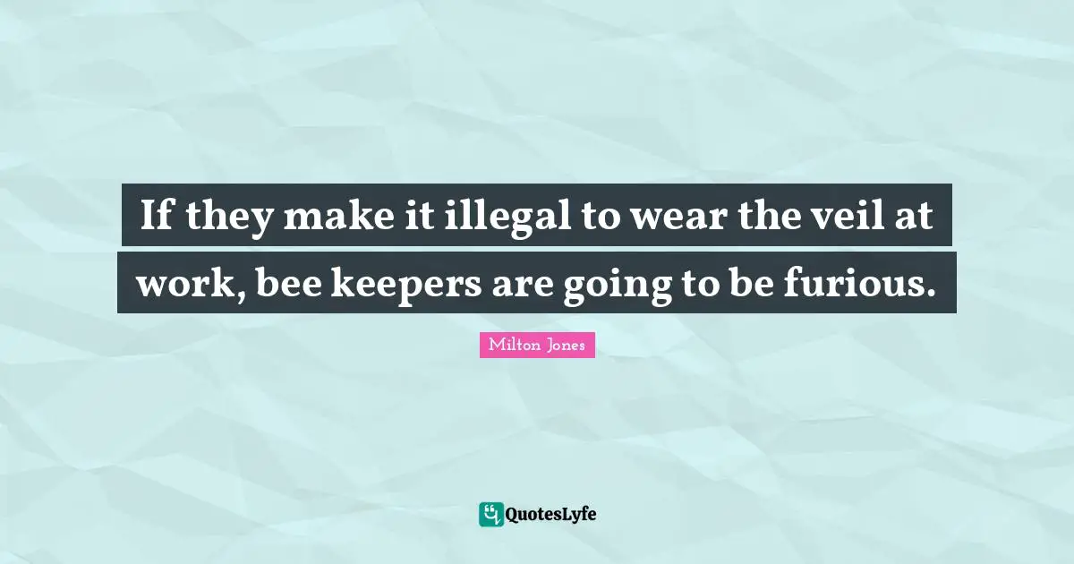If they make it illegal to wear the veil at work, bee keepers are going to be furious.