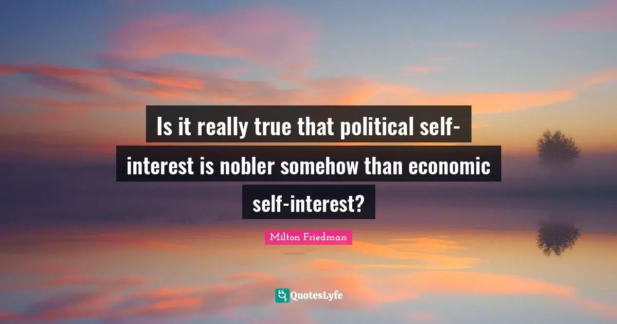 Is it really true that political self-interest is nobler somehow than economic self-interest?