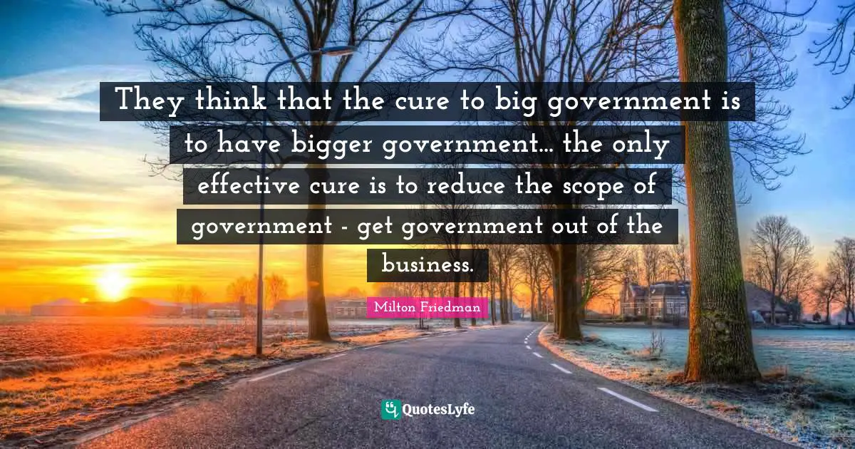 They think that the cure to big government is to have bigger government... the only effective cure is to reduce the scope of government - get government out of the business.