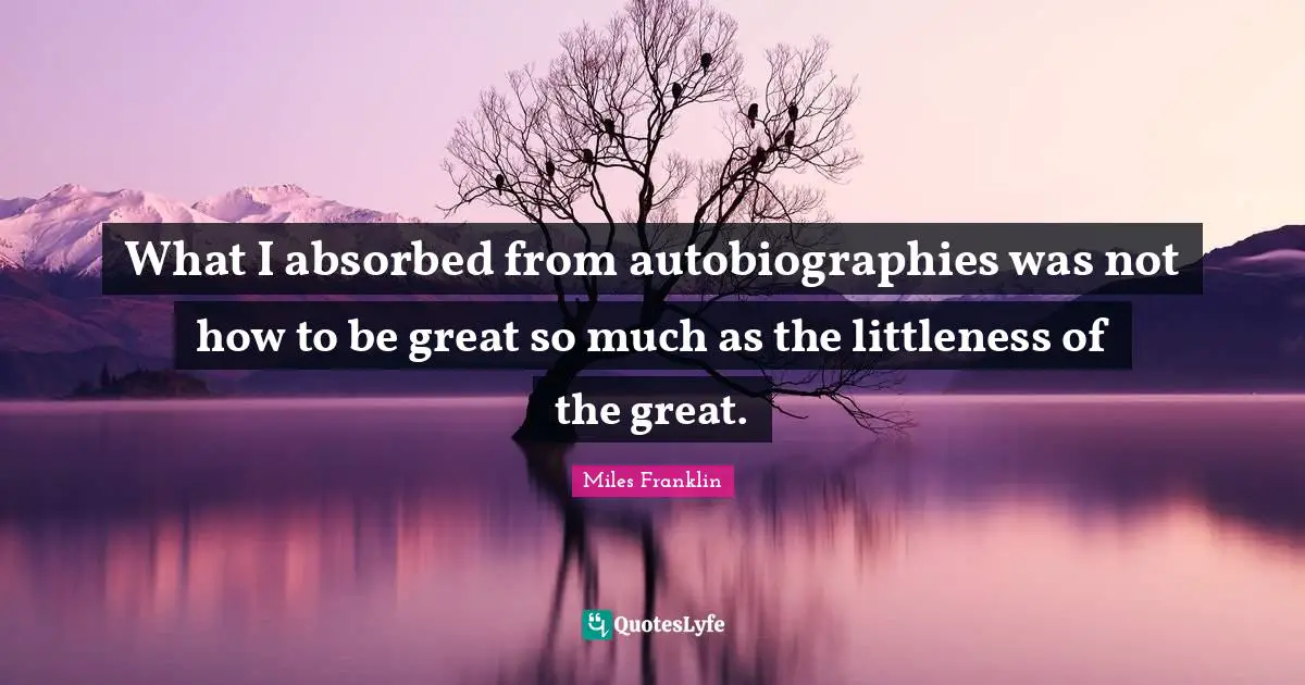 What I absorbed from autobiographies was not how to be great so much as the littleness of the great.