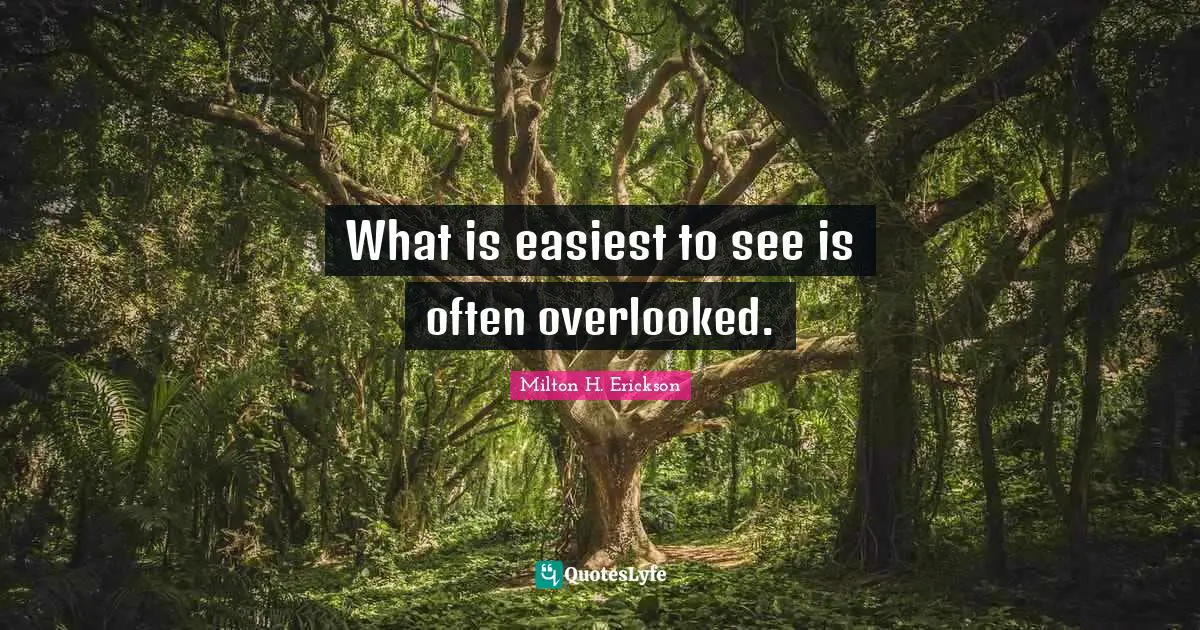 Overlooked Quotes: "What is easiest to see is often overlooked."