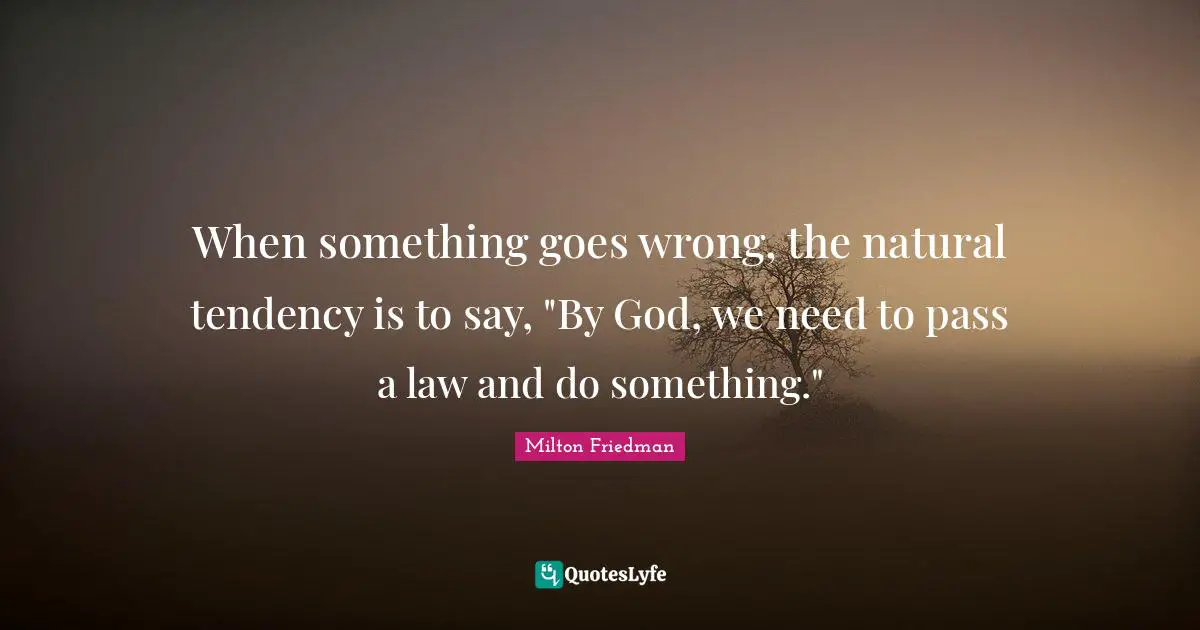 When something goes wrong, the natural tendency is to say, "By God, we need to pass a law and do something."