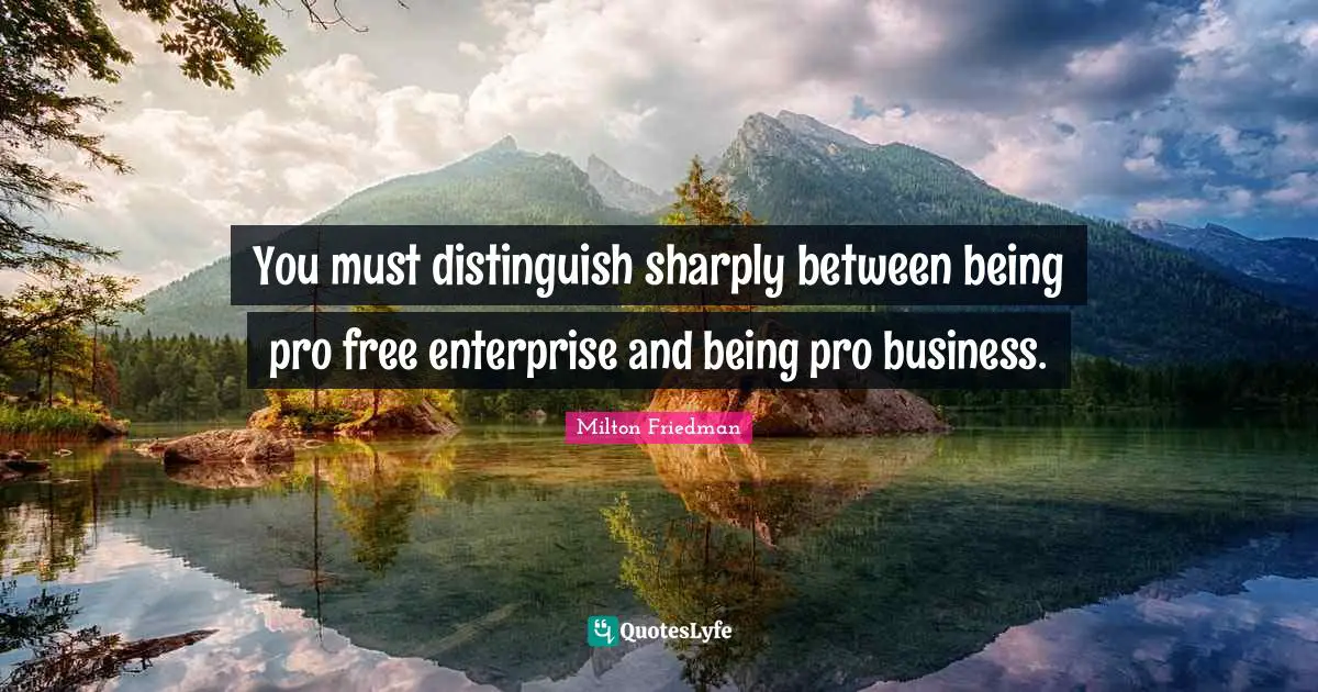 Free Enterprise Quotes: "You must distinguish sharply between being pro free enterprise and being pro business."
