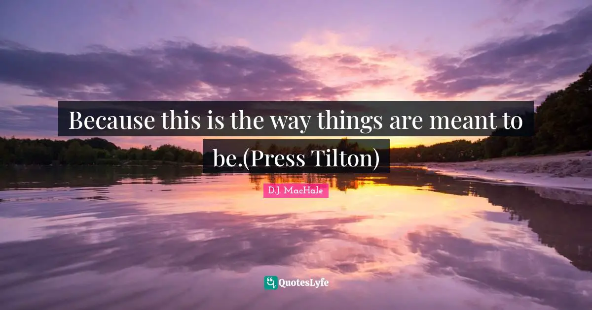 D.J. MacHale Quotes: "Because this is the way things are meant to be.(Press Tilton)"