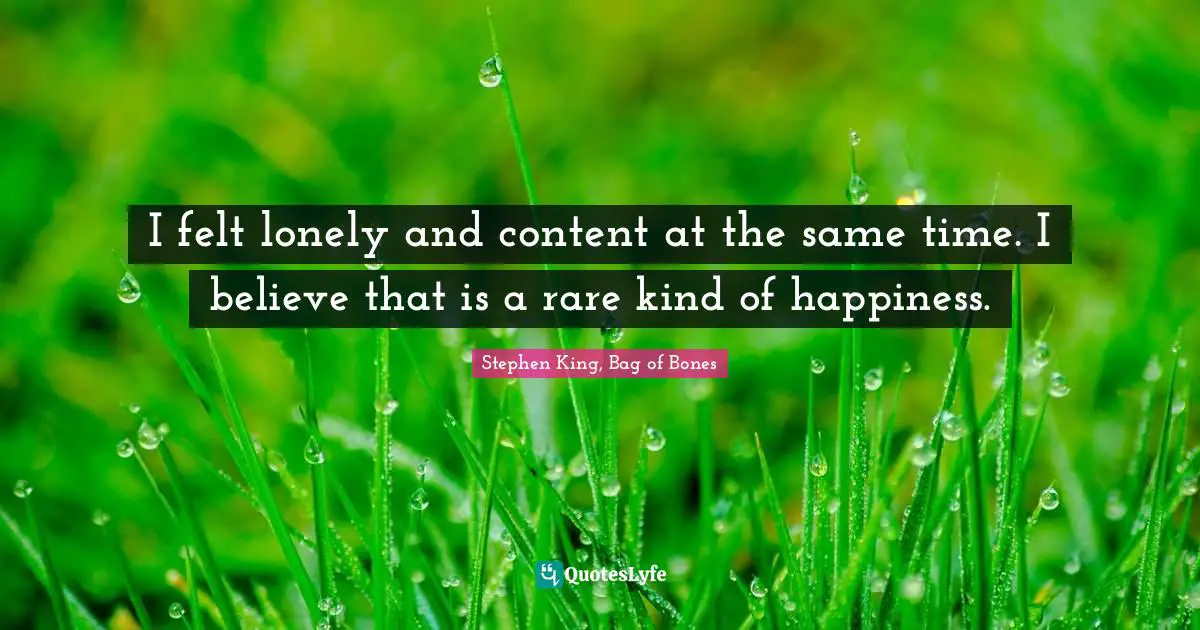 I felt lonely and content at the same time. I believe that is a rare kind of happiness.