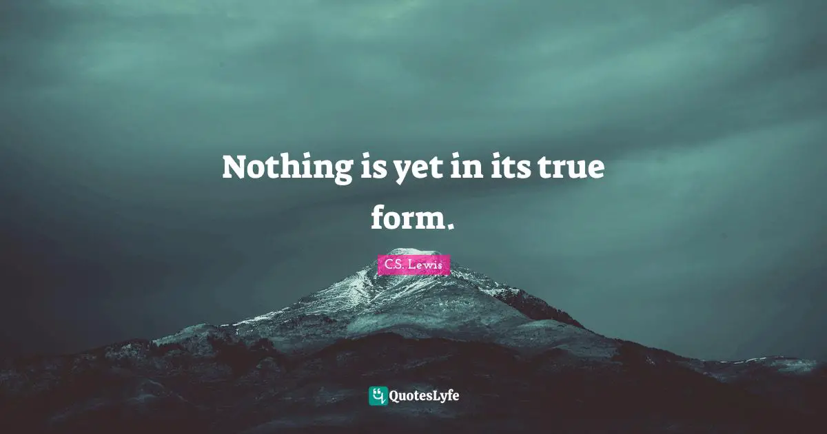 Nothing is yet in its true form.
